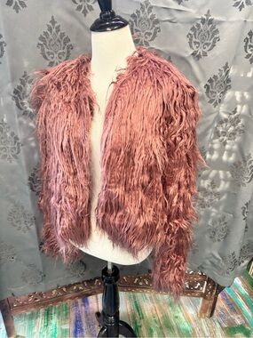 Free People Rose Blush Shag Faux Fur Jacket